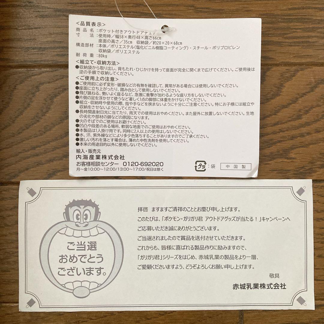 ポケモン ガリガリ君 懸賞 当選品 ピクニックチェア アウトドアチェア 希少