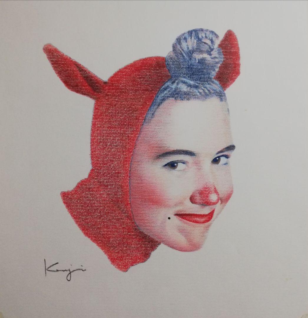 色鉛筆画 イラストレーション原画「真っ赤なお鼻の・・・・」