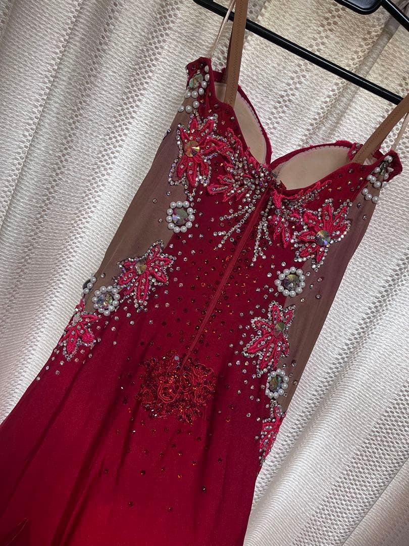 赤いスタンダードドレス/社交ダンスドレス/モダンドレス