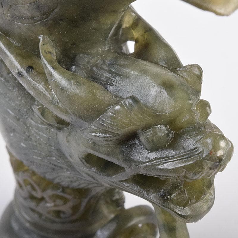 中国　玉石彫刻　龍刻　爵　V　R9036