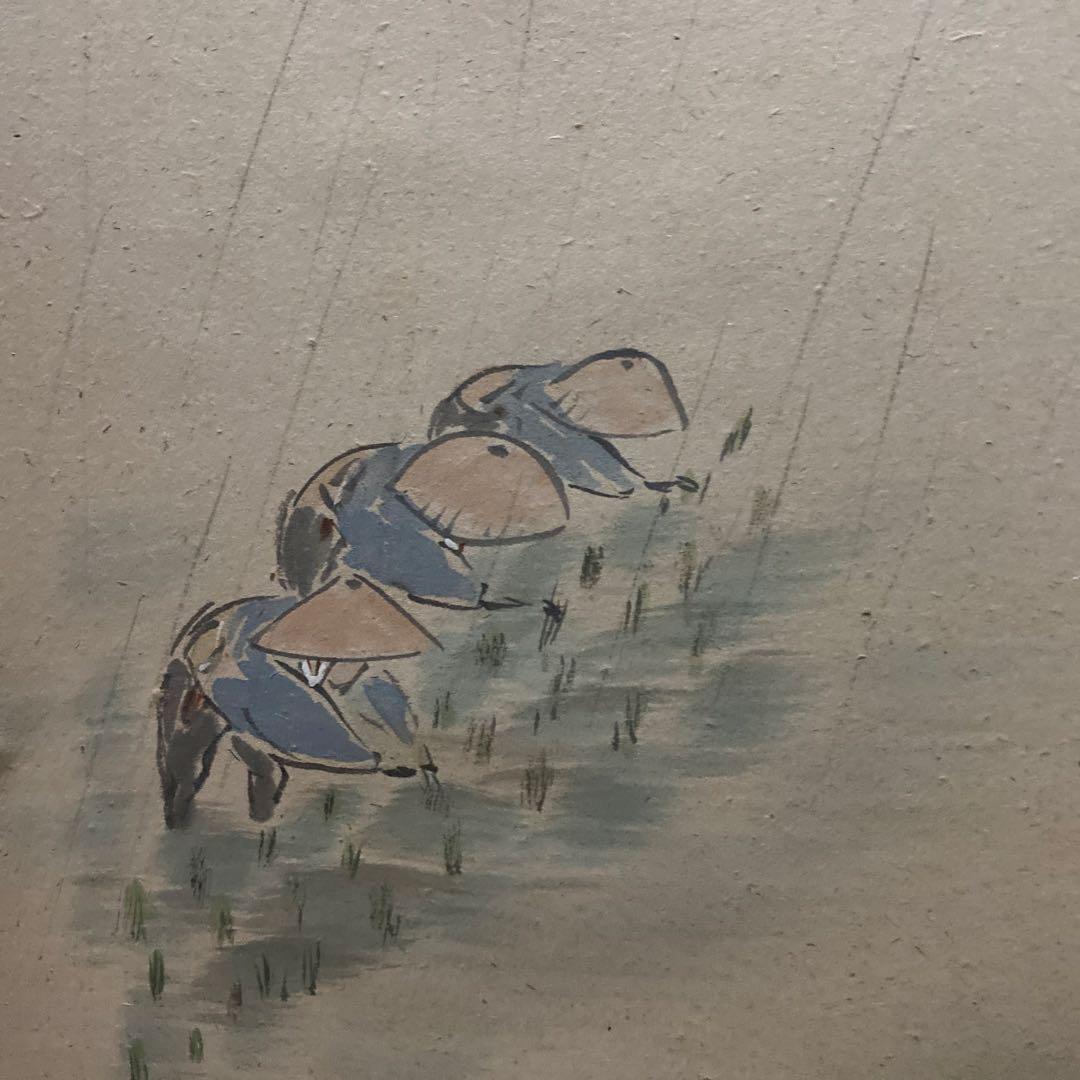 茶道具　掛け軸　画讃　一滴潤乾坤　田植えの図　大徳寺　雲澤禅寺　足立泰道和尚