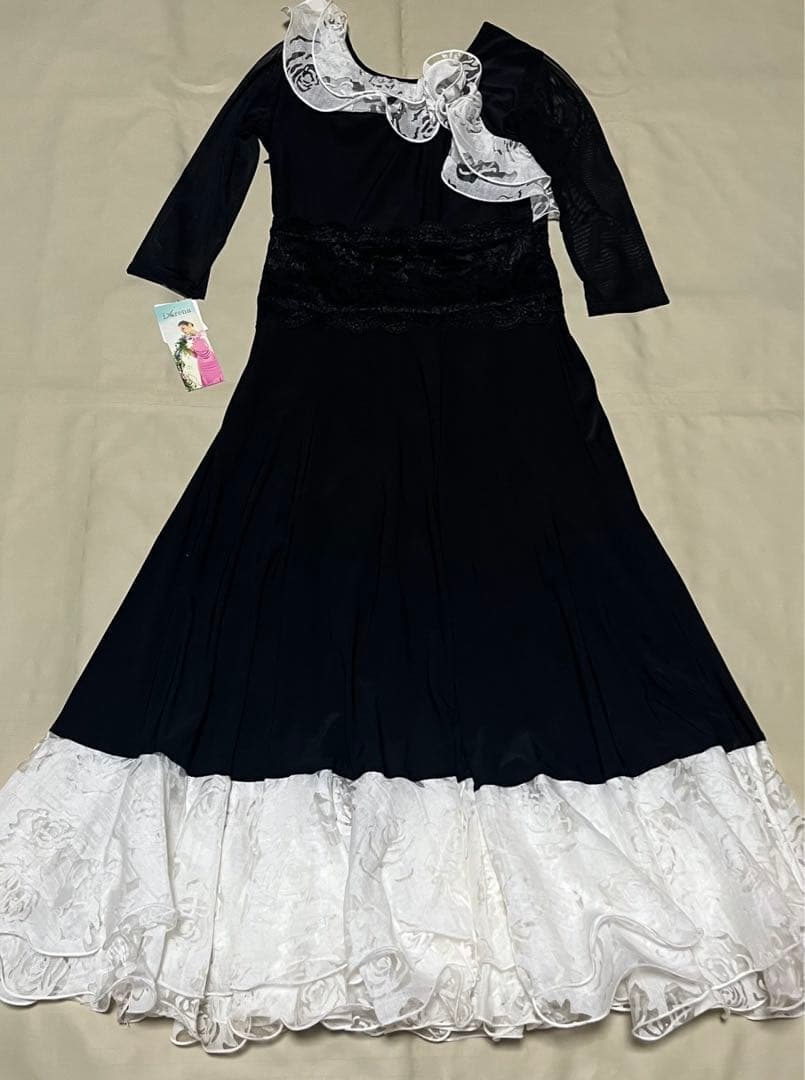 新品　レイリーナ Leirena 社交ダンス ワンピース ブラック フリーサイズ