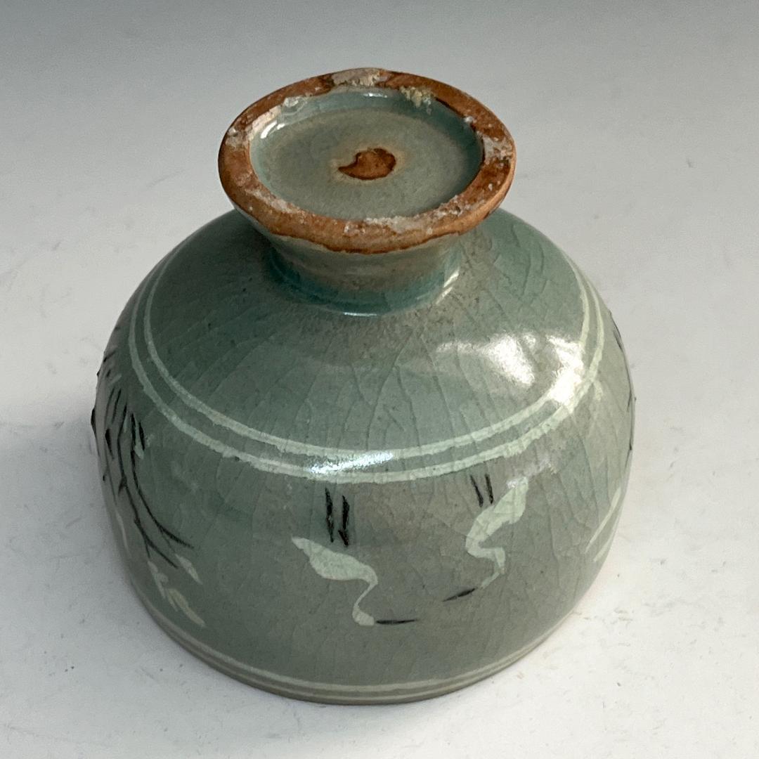 朝鮮美術 高麗青磁 鳥紋高足杯 盃 李朝 文房四宝 SN93