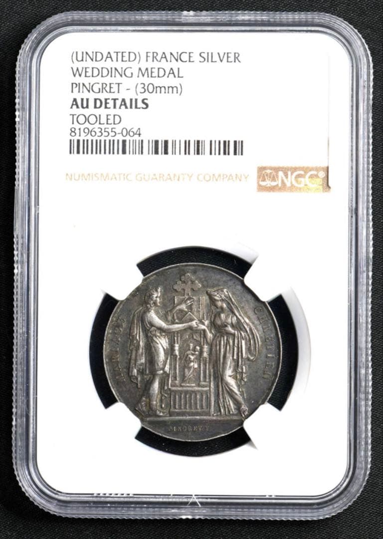 NGC AU D フランス 18◯◯年 ジェトン銀貨 ウェディングメダル