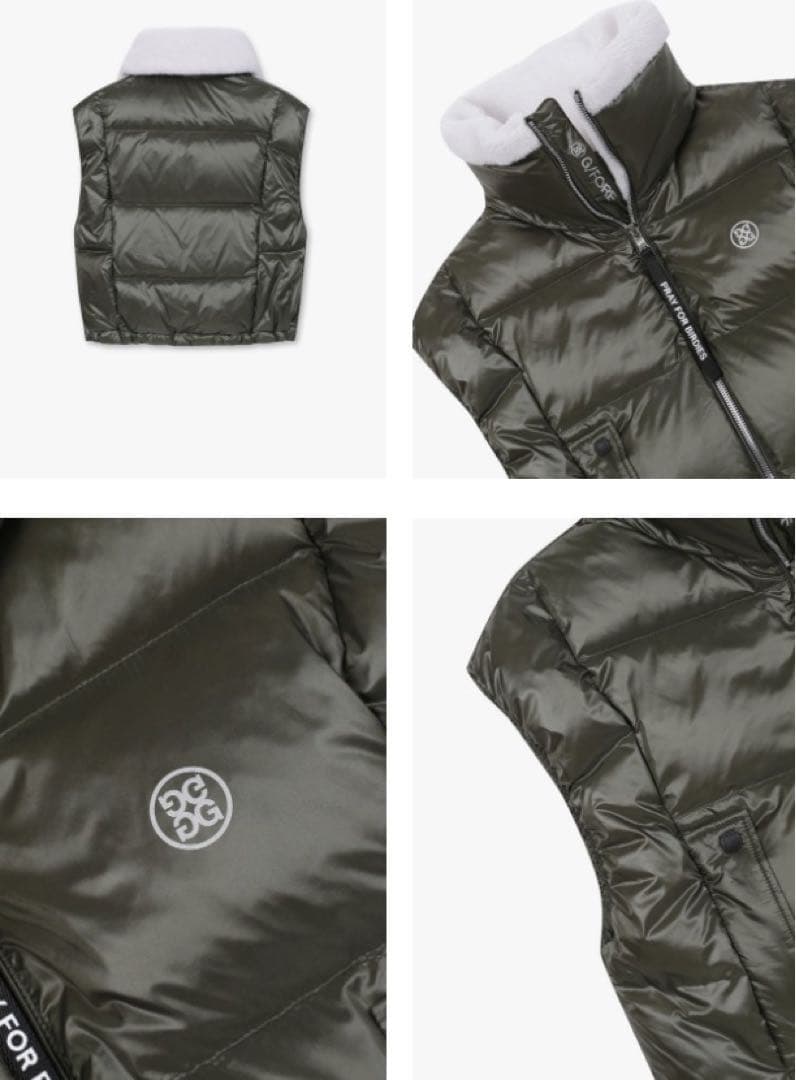 セール❣️G/FOREジーフォアレディースダウンショートベストsizeLカーキー