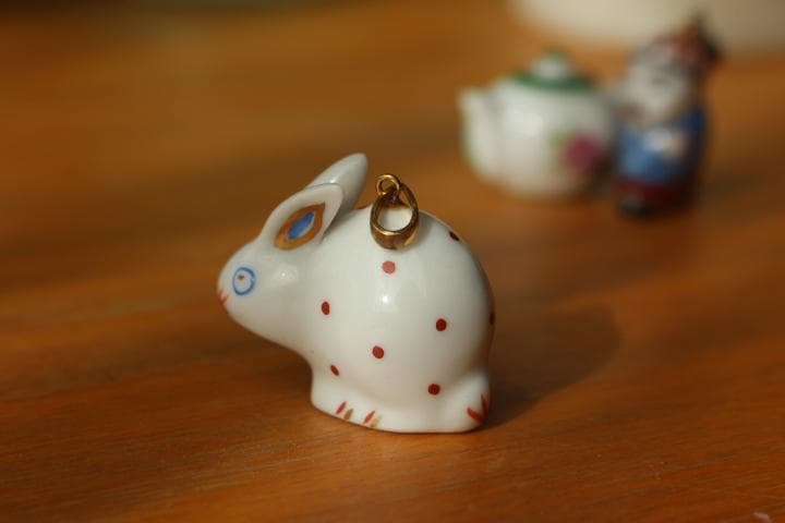 ヘレンド Herend うさぎ ラビット ハンドペイント ペンダントヘッド