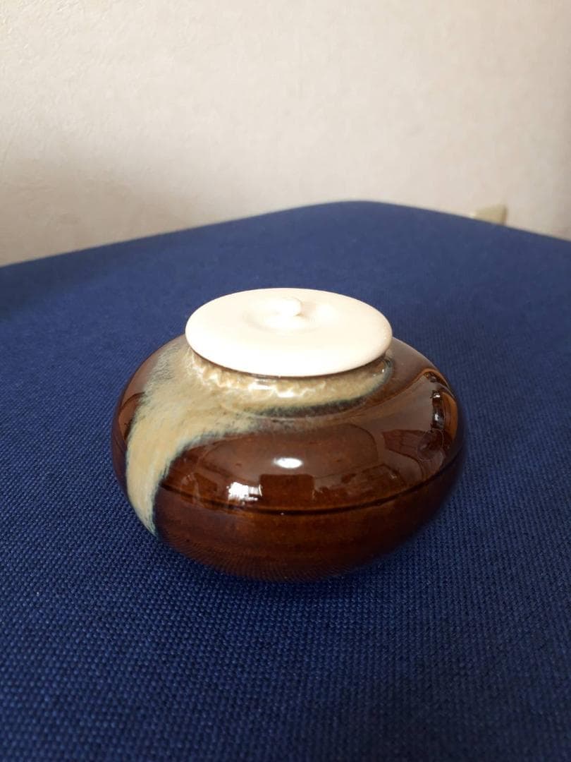 大海茶入 桐箱入 高取焼 比古窯 宝間道 西陣織