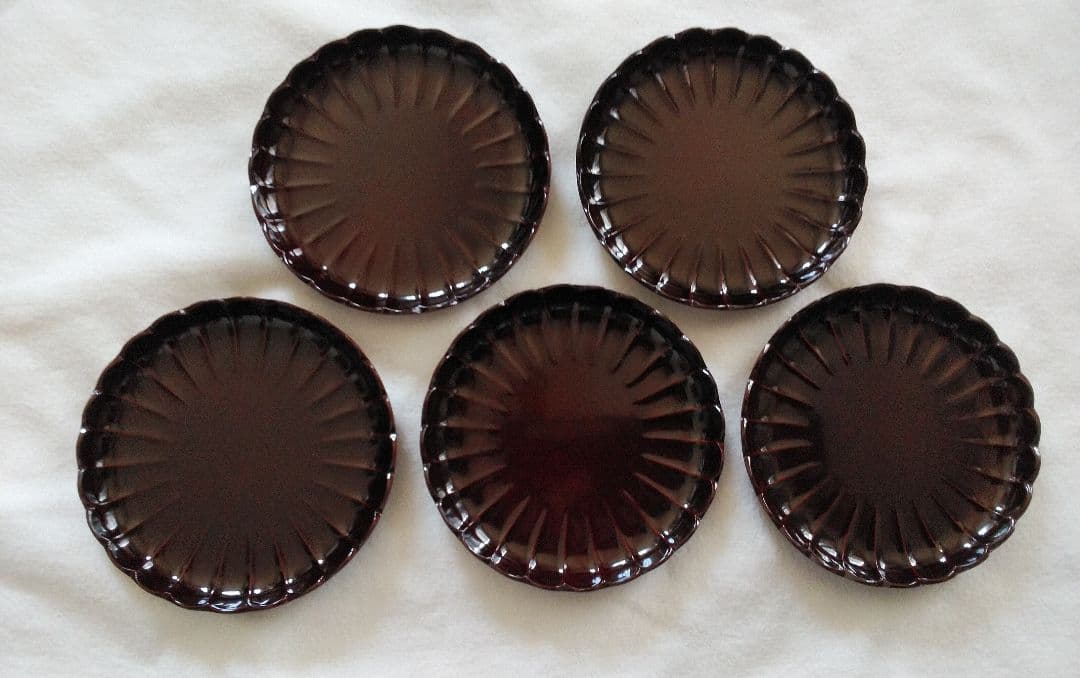 本漆塗り 㐂久花(菊花)小皿五客セット【昭和天皇へ作品献上者の作品】銘々皿・茶托