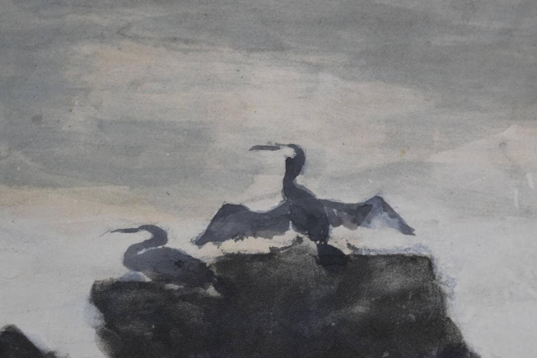 【真作】松浦満/海鳥図/掛軸/名家伝来/AA-885