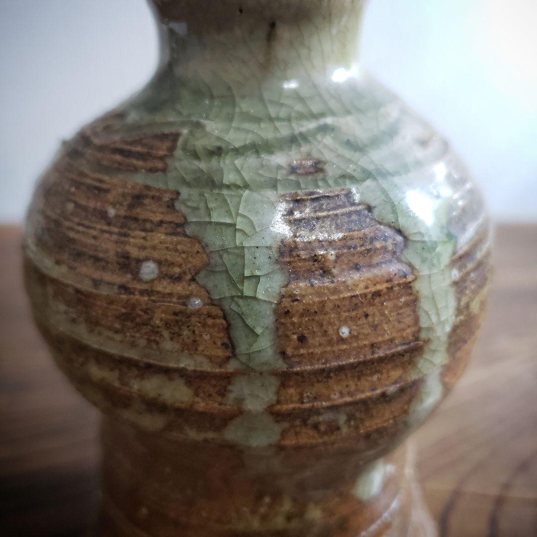 花瓶　花器　徳利　作家物　在銘　ろくろ目　フラワーベース　一輪挿し