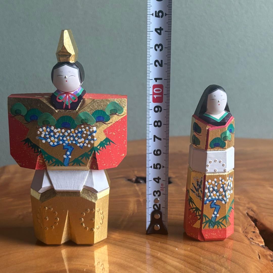 奈良一刀彫　立雛　川口神泉作　南部神泉　お内裏様 お雛様