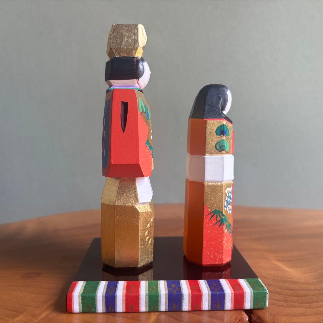 奈良一刀彫　立雛　川口神泉作　南部神泉　お内裏様 お雛様