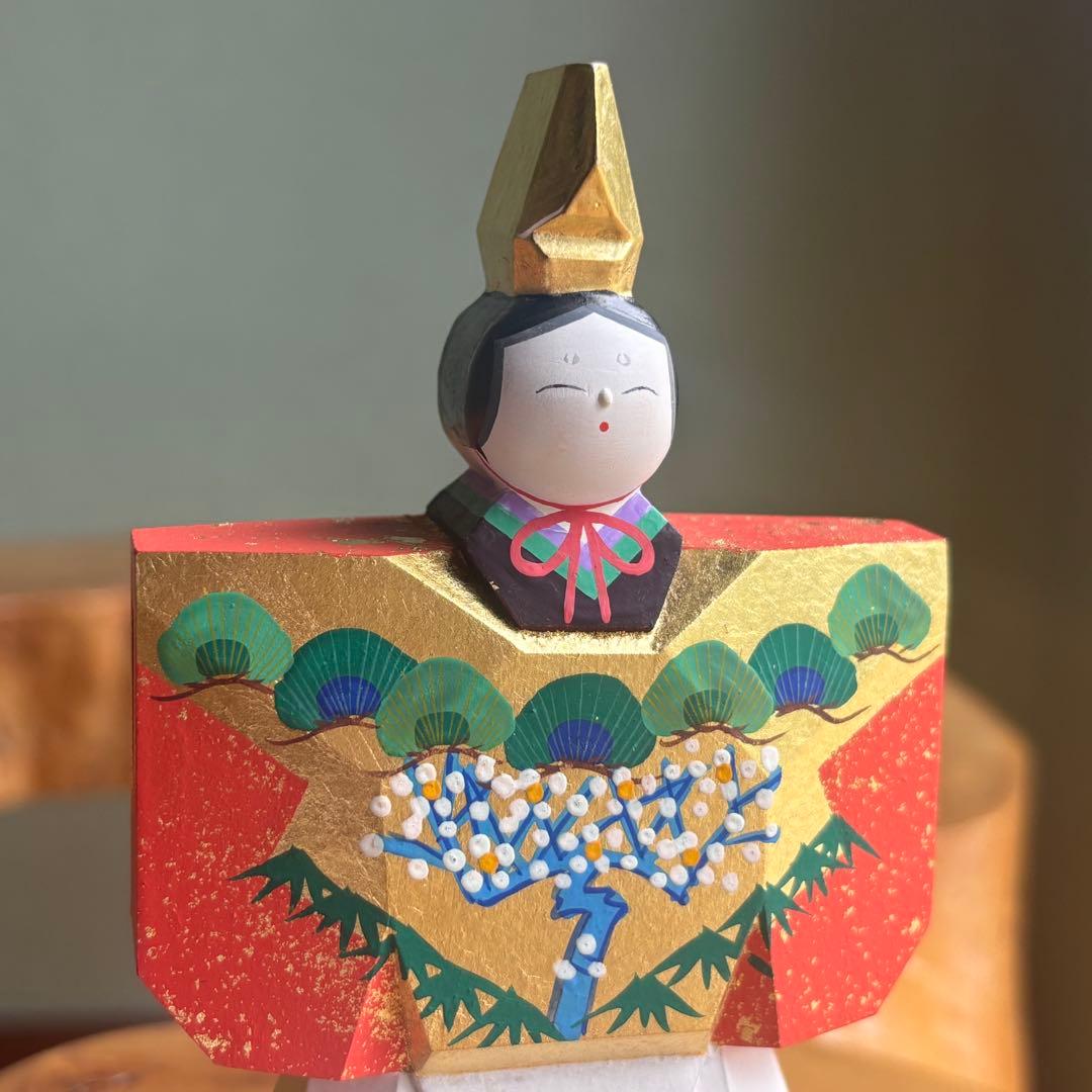 奈良一刀彫　立雛　川口神泉作　南部神泉　お内裏様 お雛様