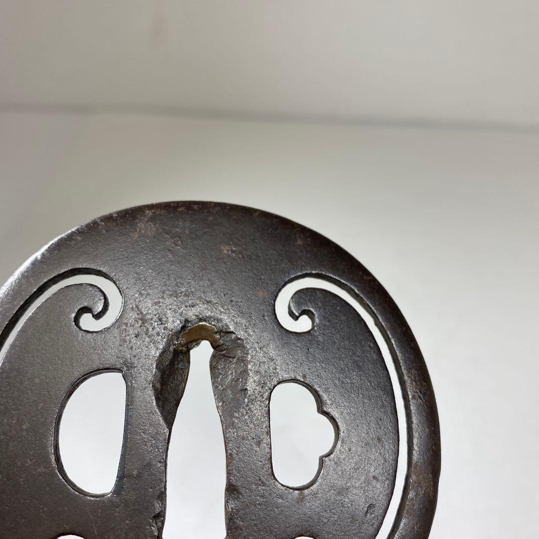 江戸時代　銖製　鍔　7.6×7.6㎝　100g トヒチ　東な7-0304☆2F