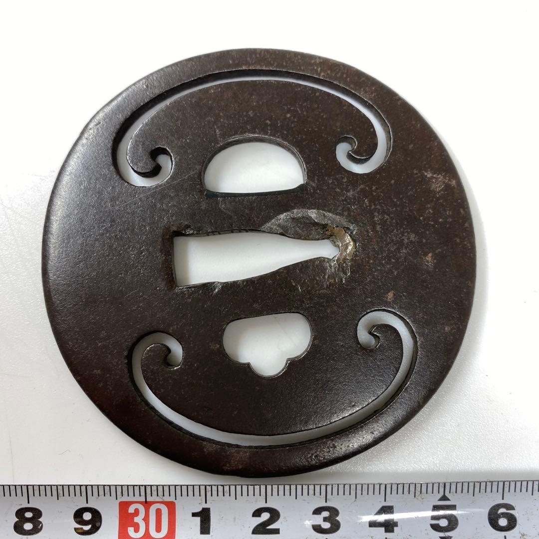 江戸時代　銖製　鍔　7.6×7.6㎝　100g トヒチ　東な7-0304☆2F