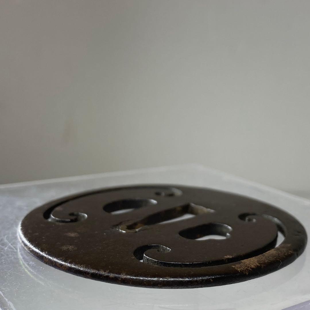 江戸時代　銖製　鍔　7.6×7.6㎝　100g トヒチ　東な7-0304☆2F