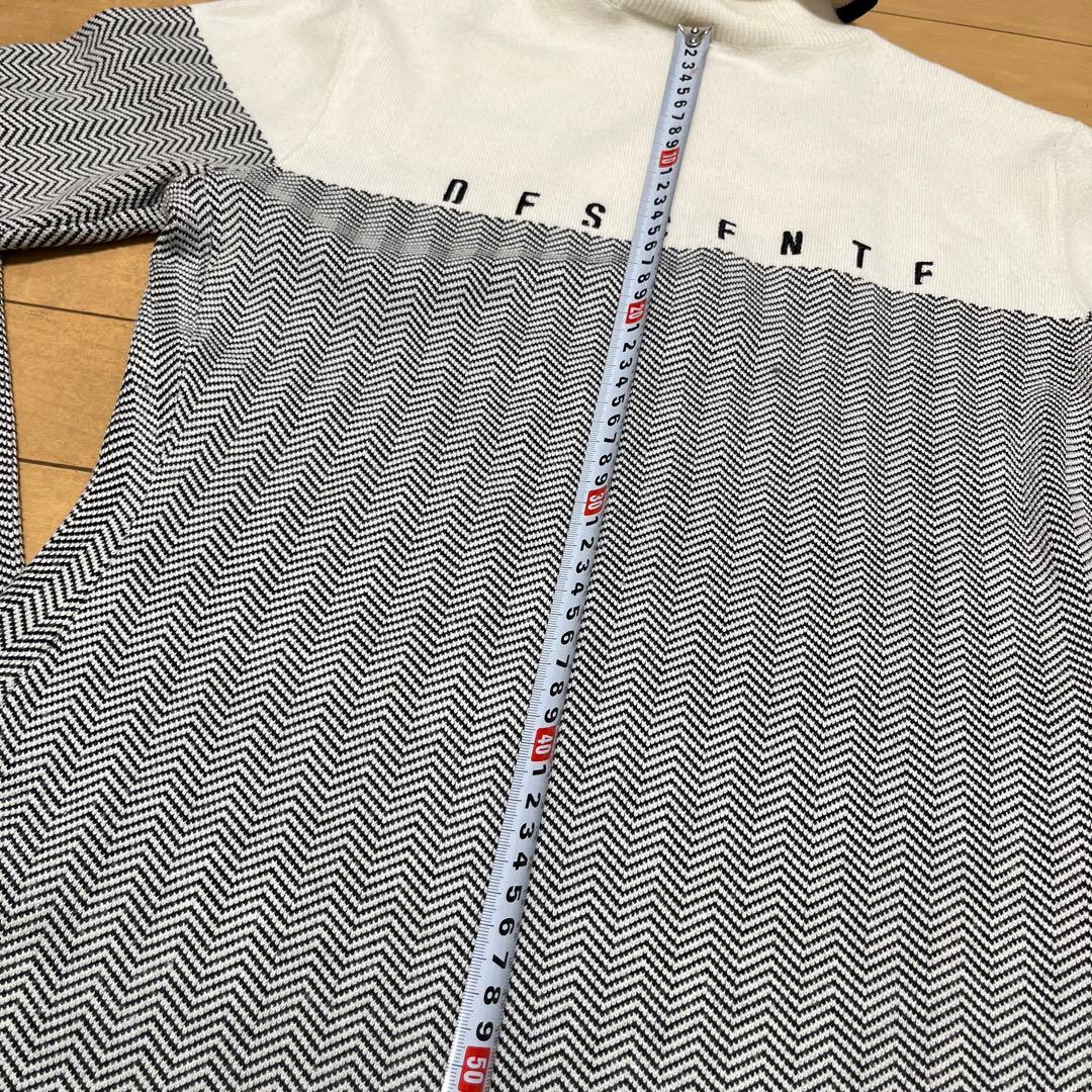 デサントゴルフ タートルネック ニットセーター ヘリンボーン柄 レディース