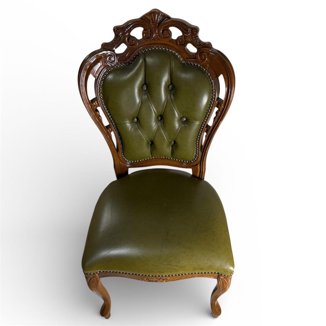 イタリアン ヴィンテージ調 ダイニングチェア レザー 猫脚 NO.2