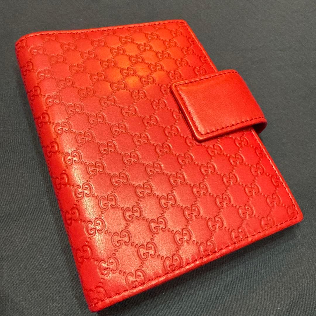 GUCCI グッチ 赤レザー 6リング スケジュール帳 GGロゴ
