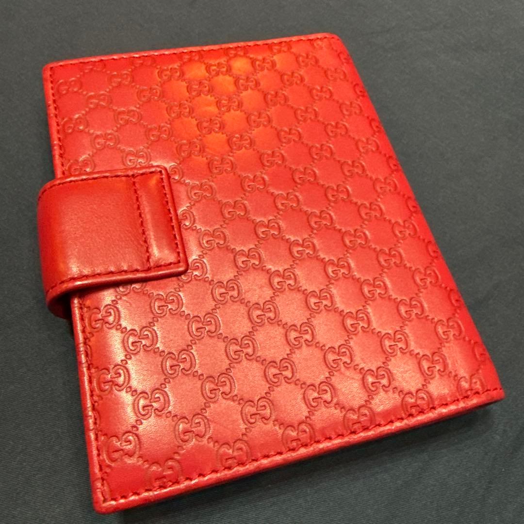 GUCCI グッチ 赤レザー 6リング スケジュール帳 GGロゴ