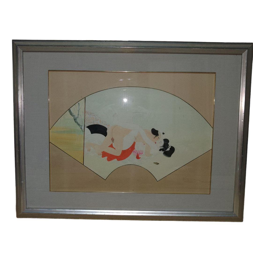 春画扇面額　夫婦和合　子宝祈願