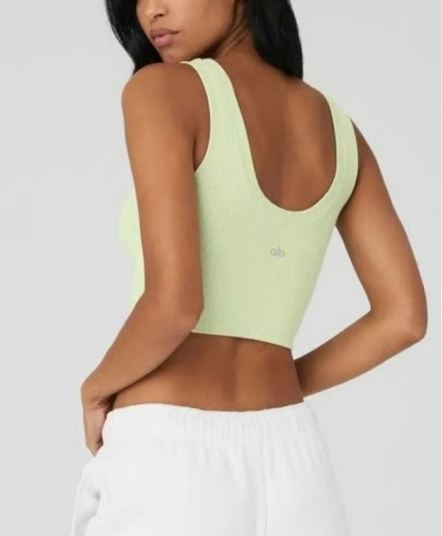 Alo アロ リブタンクトップ Iced Green Tea Sサイズ
