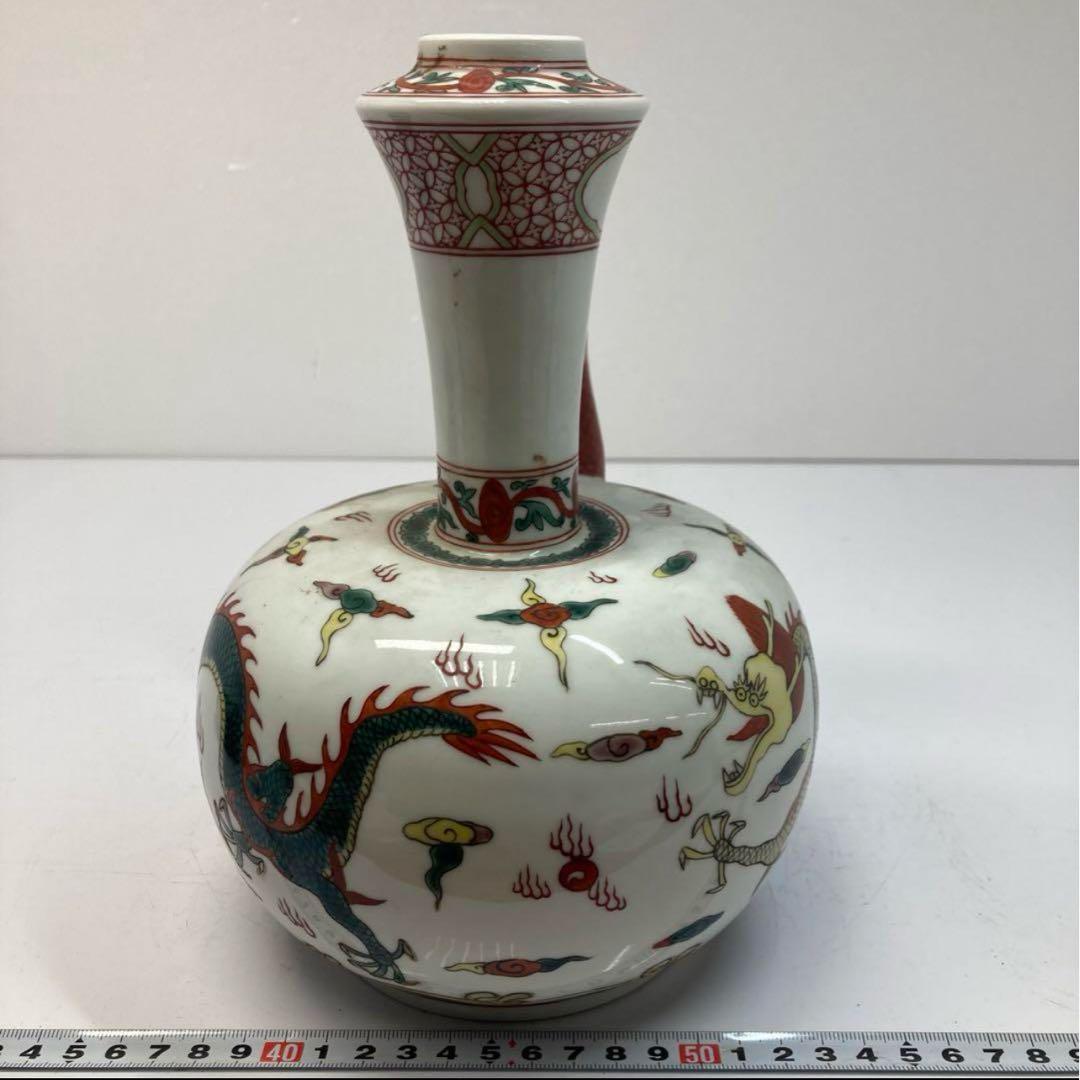 中国美術　明時代　宣徳年製　赤絵壺　 高さ25㎝