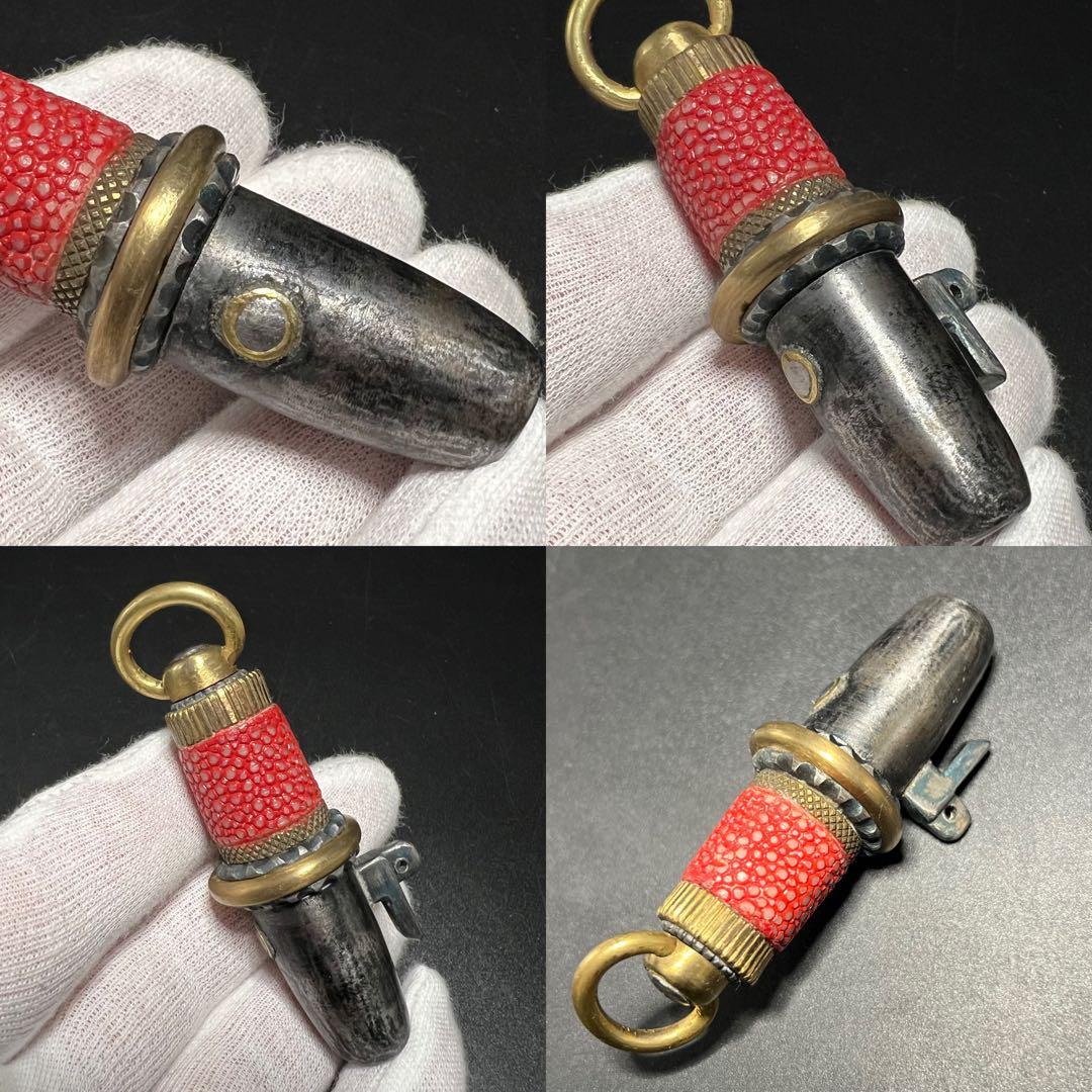 ◎江戸時代 本鮫皮十手型根付鉄地根付 腰提げ物◎古美術骨董武具◎古道具 庵々