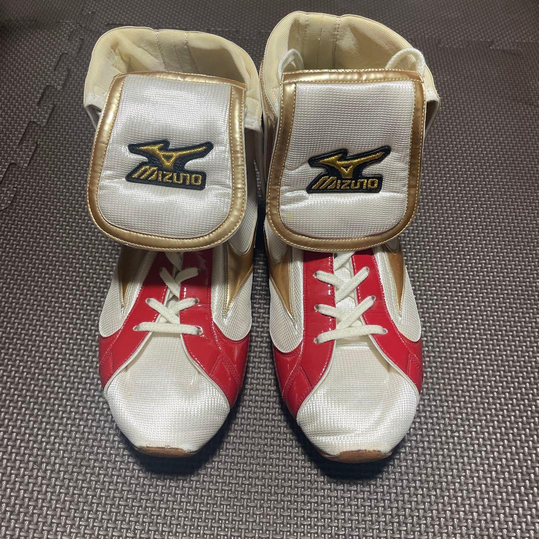 ミズノ ボクシングシューズ 27.5cm 折り返し カラーオーダー 赤 金