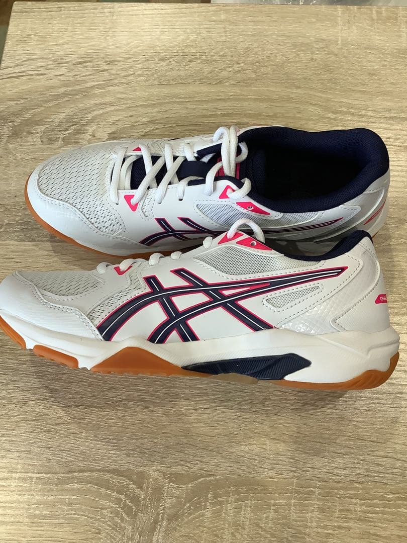 asics バレーボールシューズ ゲルロケット10 白紺ピンク 24.5箱無し