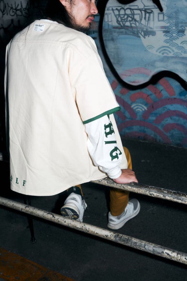 ゴルフ クラシック ベースボール コットン ノーカラー シャツ　XL