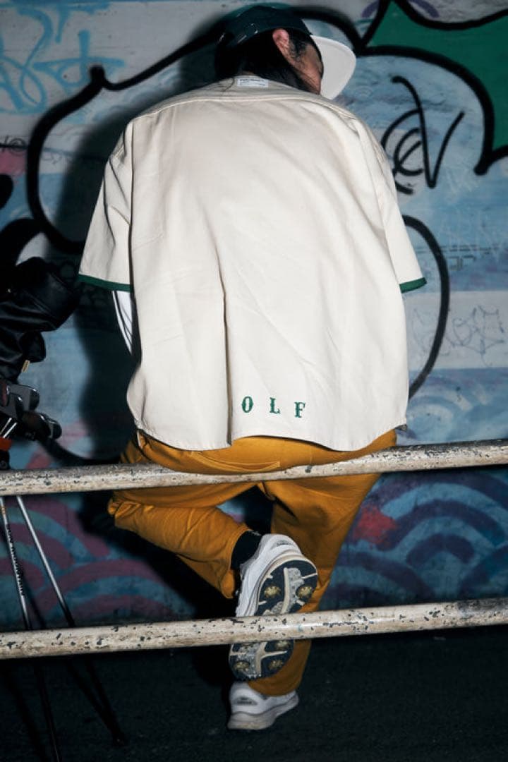 ゴルフ クラシック ベースボール コットン ノーカラー シャツ　XL