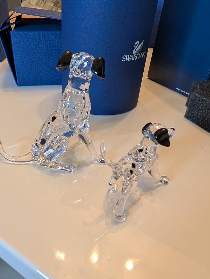 スワロフスキー置物ダルメシアン親子