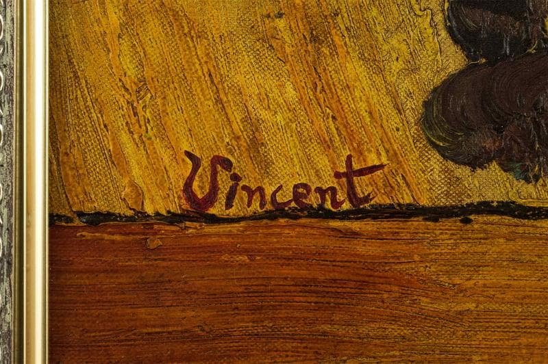 ヴァン・ゴッホ　油彩　肉筆『アイリス』表サイン　鑑定証　F12号　額装　b626