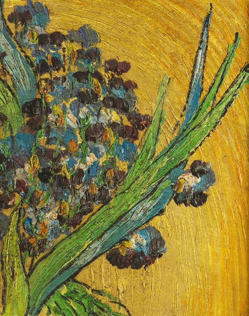 ヴァン・ゴッホ　油彩　肉筆『アイリス』表サイン　鑑定証　F12号　額装　b626