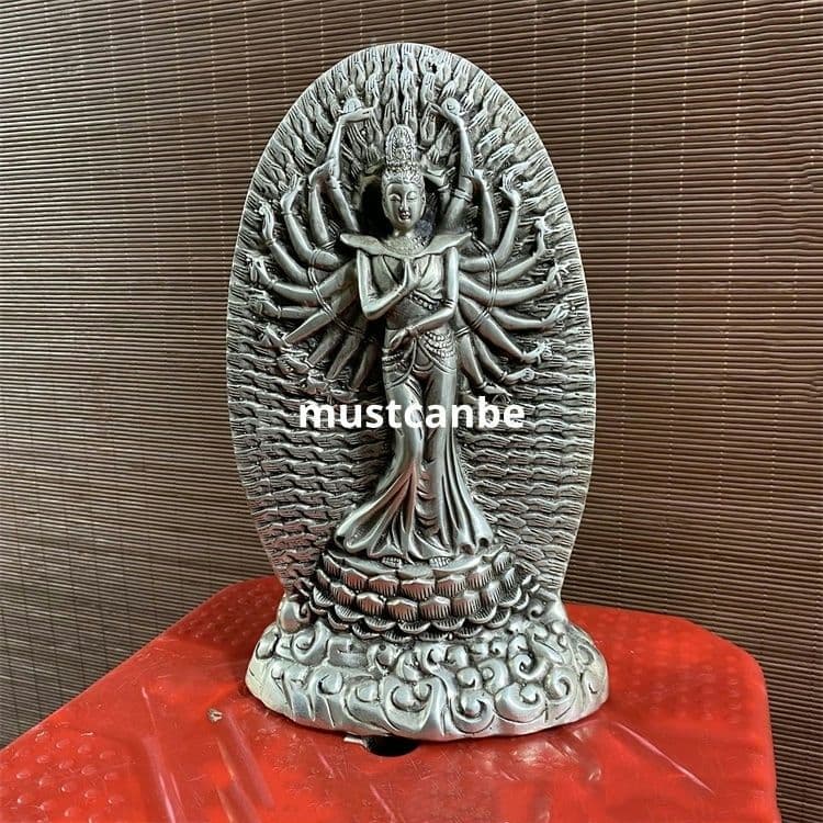 銅器 千手観音仏像 家内 仏堂に金属細工 置物