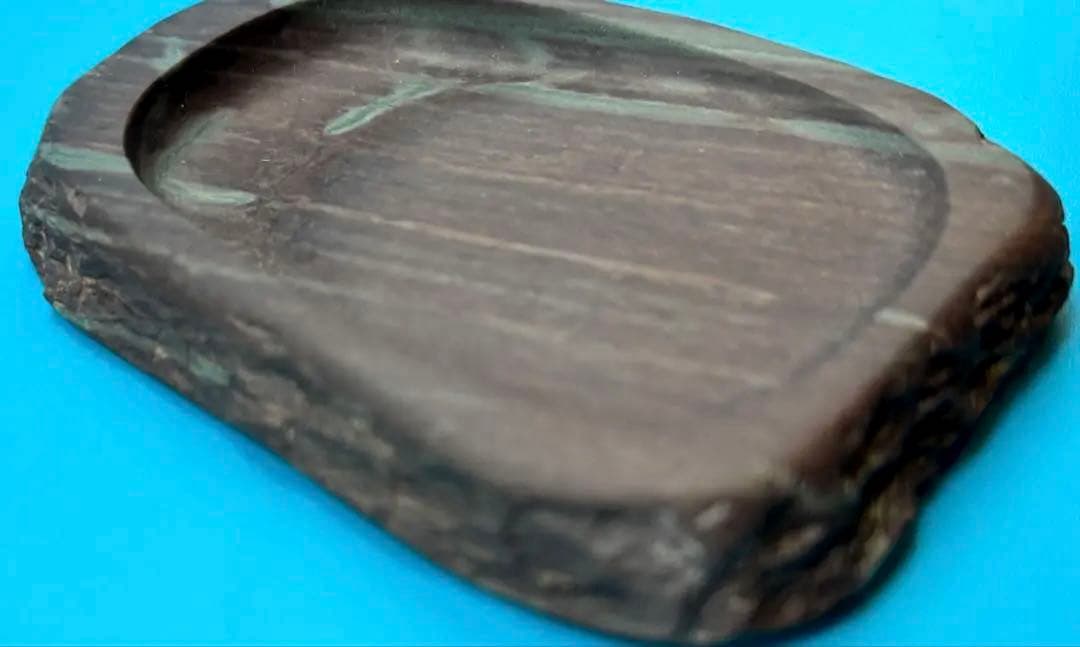 赤間硯 紫金石 下井百合昭 昭竜山作 共箱 栞付き 黄布 硯石 硯