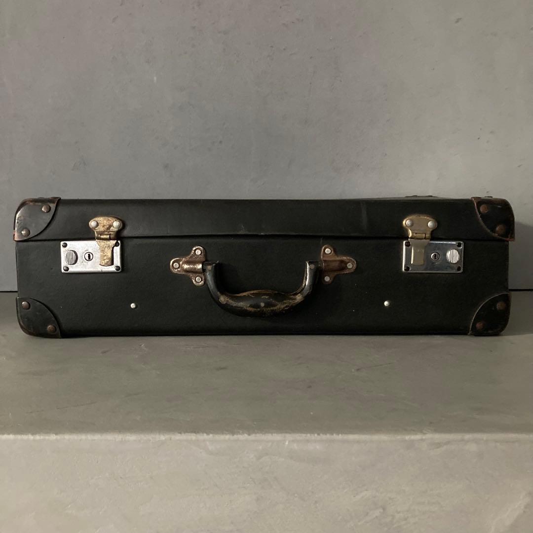 ヴィンテージ 鍵付き トランクケース トランクバッグ ブラック古道具⑤