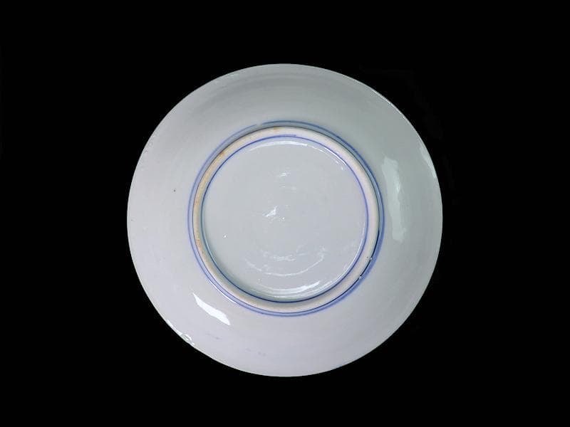 伊万里　染付　型刷印判　浦島太郎の図　６寸皿　S317 AS-fbpp