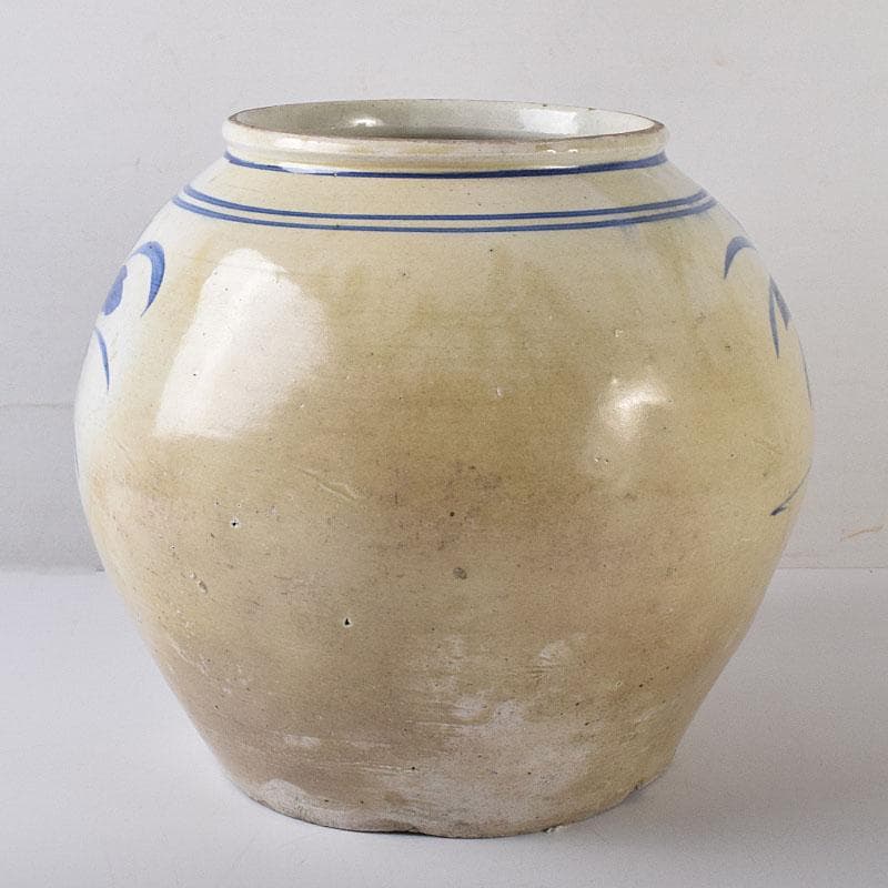 朝鮮美術　李朝　高麗白磁　染付　花文　壺　C　R7992C