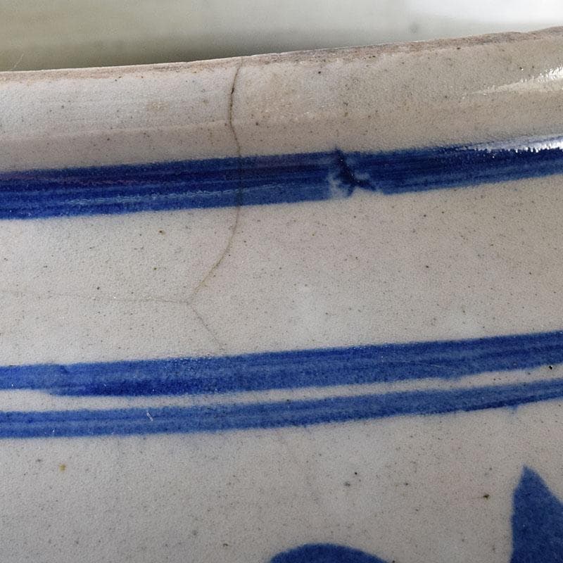 朝鮮美術　李朝　高麗白磁　染付　花文　壺　C　R7992C