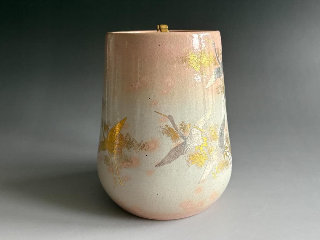 通次阿山　鶴の絵　水指　茶道具