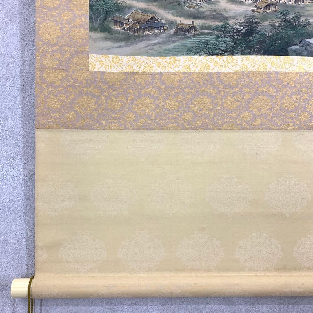 掛軸 百瀬徳三郎 淡彩山水 共箱 二重箱仕立て 横物 A-12