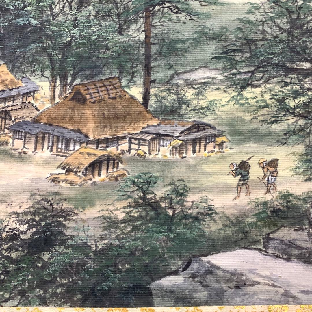 掛軸 百瀬徳三郎 淡彩山水 共箱 二重箱仕立て 横物 A-12