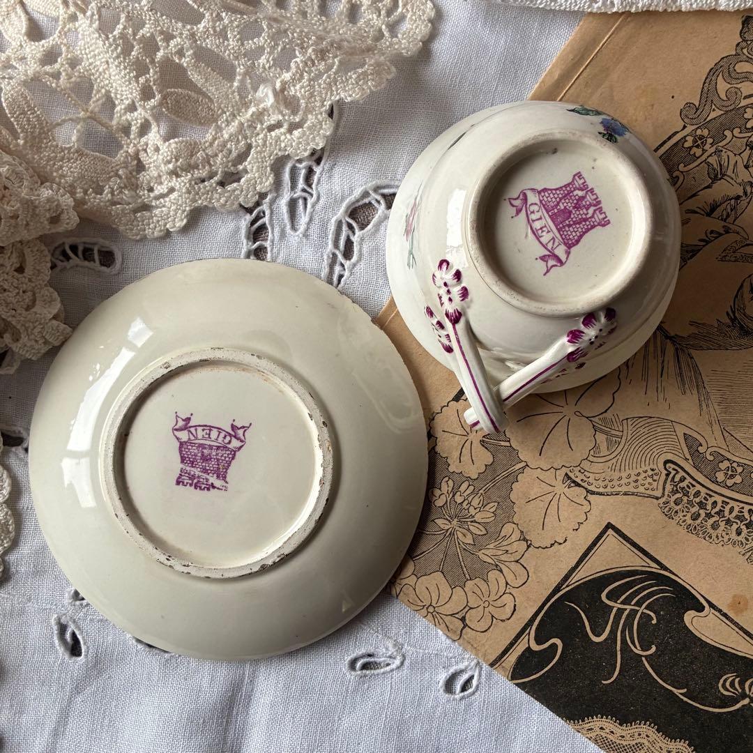 Gien フランス　ピンク　アンティーク　すずらん　ミュゲ　スズラン　多色刷り