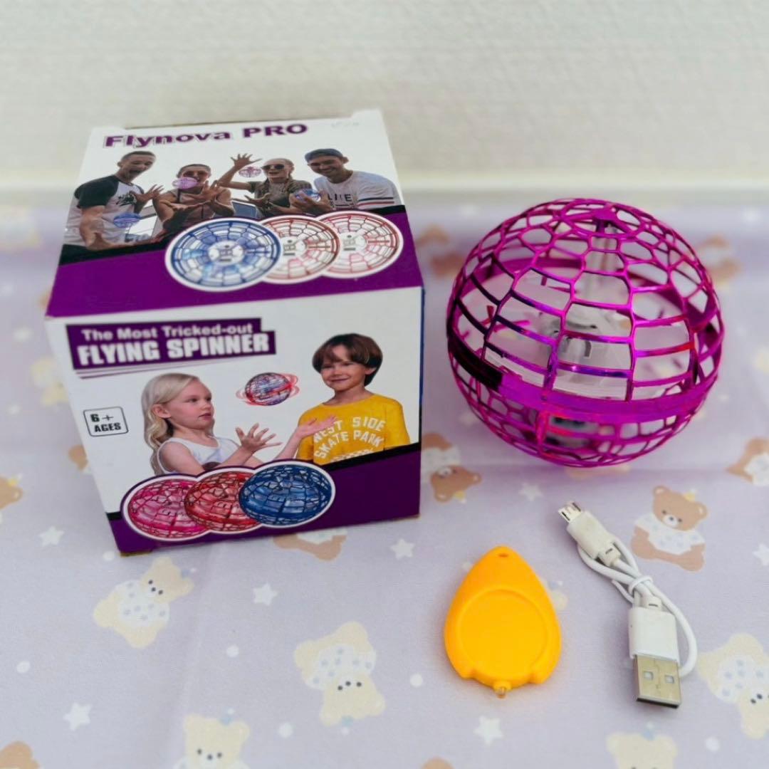 フライングボール 飛ぶ スピナー 光る おもちゃ 回転 楽しい ピンク ブルー