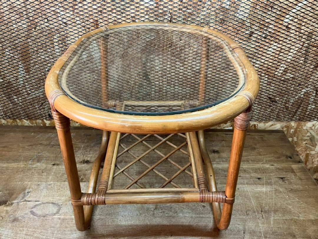 ラタン★籐★テーブル★センターテーブル★ローテーブル★丸テーブル★ガラス