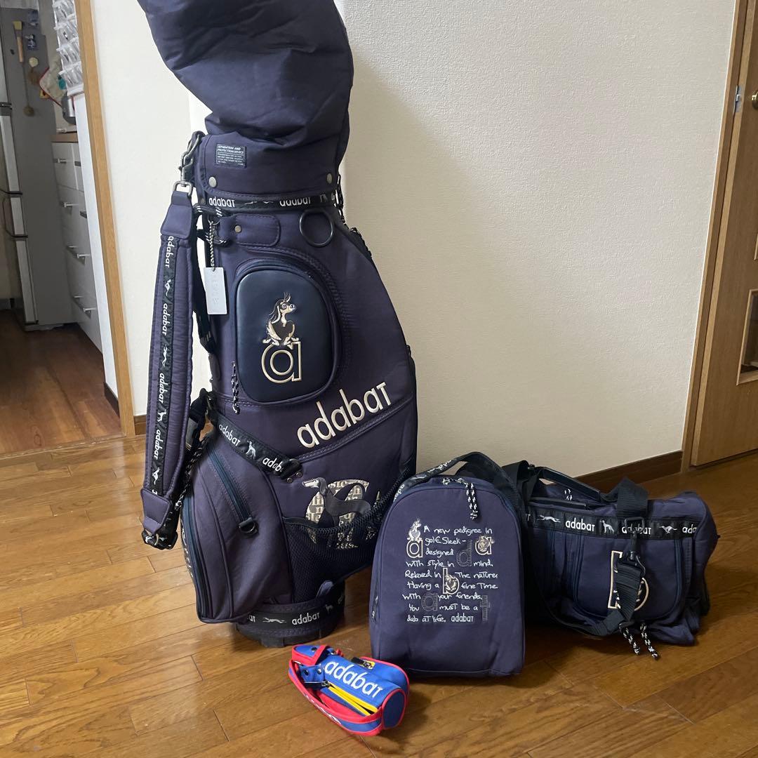 adabatネイビーキャディバッグ，ゴルフバッグ，シューズケース３点セット