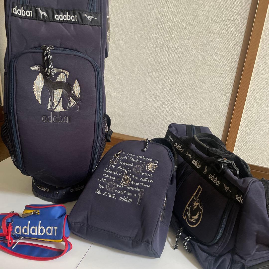 adabatネイビーキャディバッグ，ゴルフバッグ，シューズケース３点セット