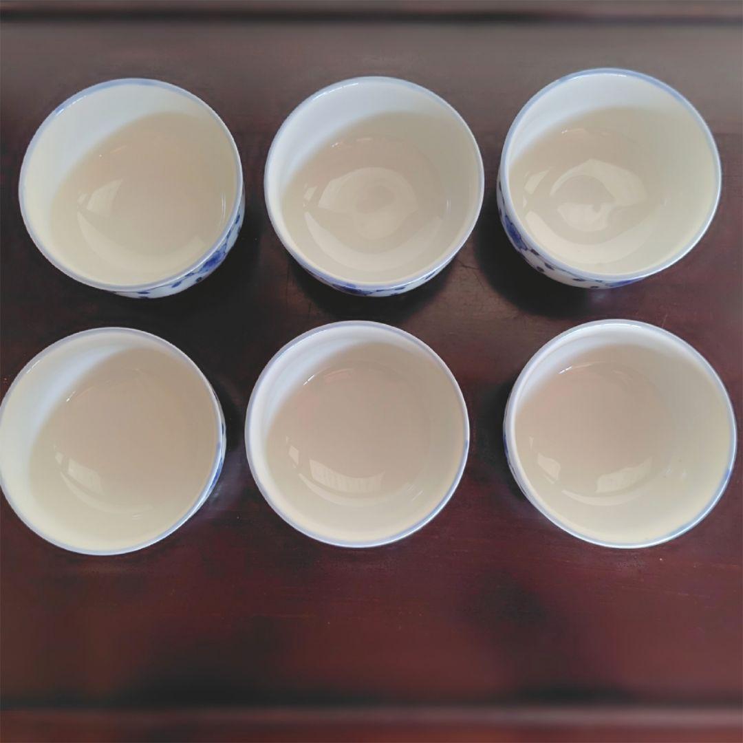 伊万里 染付 蓋付き茶碗 6客 飯碗 梅 レトロ アンティーク 冬 春